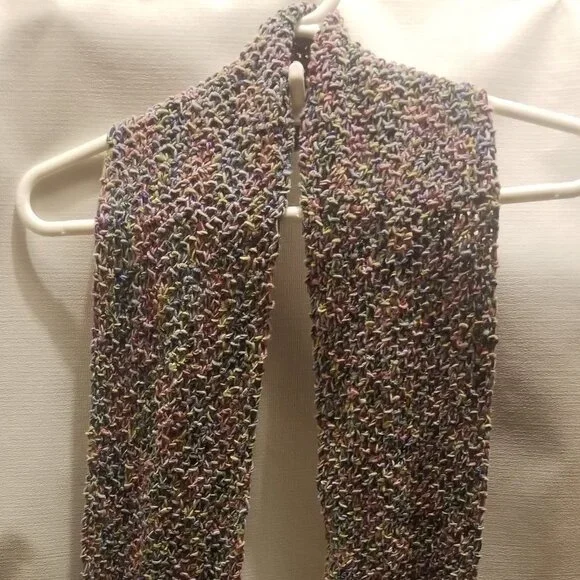 textured rainbow colored scarf w fringe - Picture 2 of 3